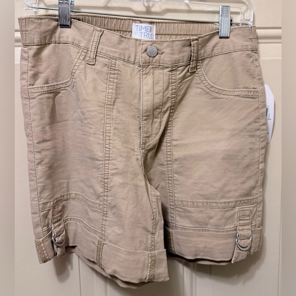Time and Tru Convertible Shorts in Caramel Twist Cotton Viscose Spandex Size 4